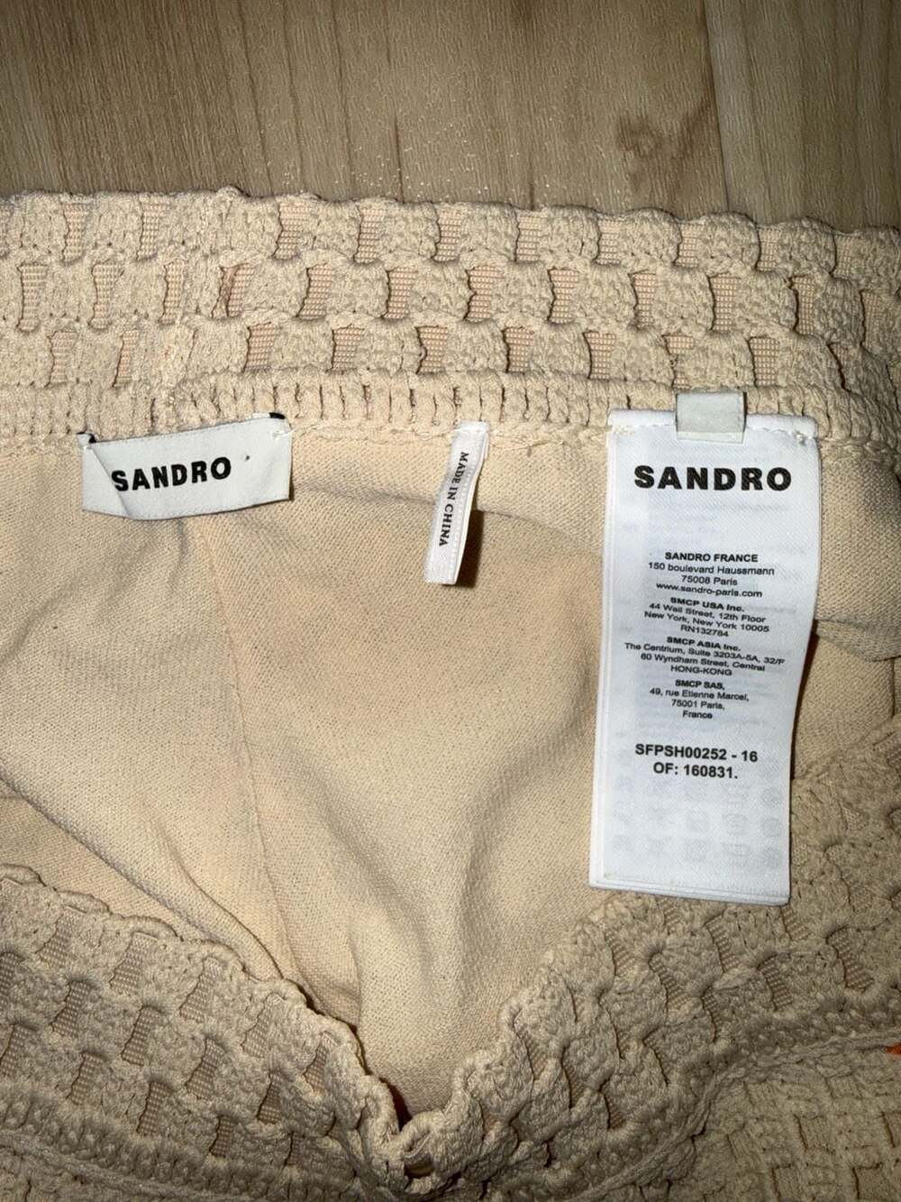 Sandro Crochet Knit Chevron Shorts with Pink and Orange Details - Picture 3 of 5